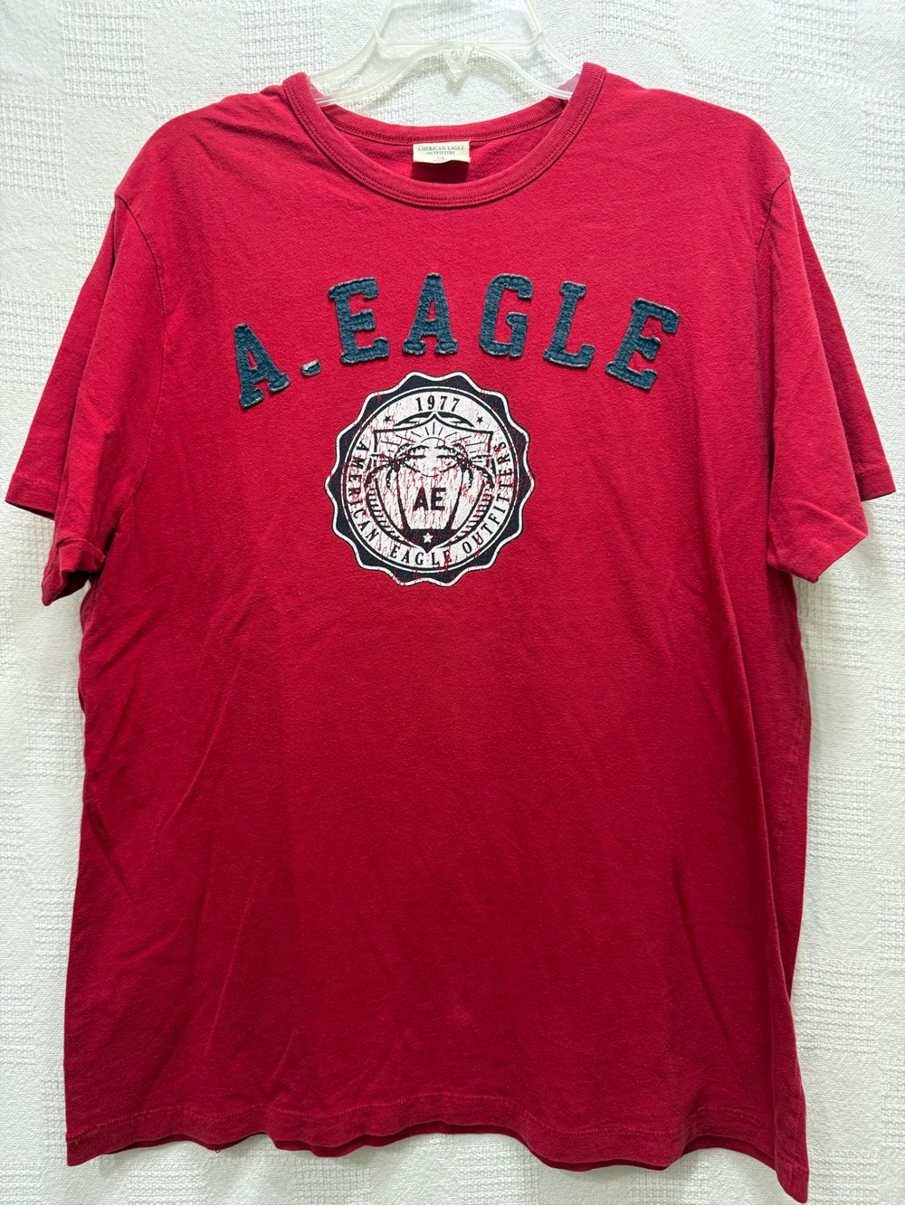 American Eagle Outfitters Red Short Sleeve Logo Tee